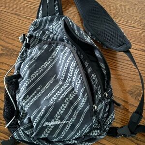 Eddie Bauer Black and Gray Patterned Backpack